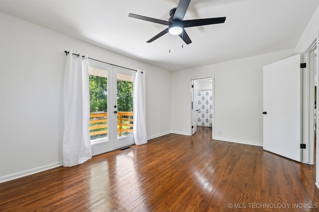 10 E 31st Pl, Sand Springs, OK 74063 - empty room featuring a ceiling fan, wood finished floors, and french doors