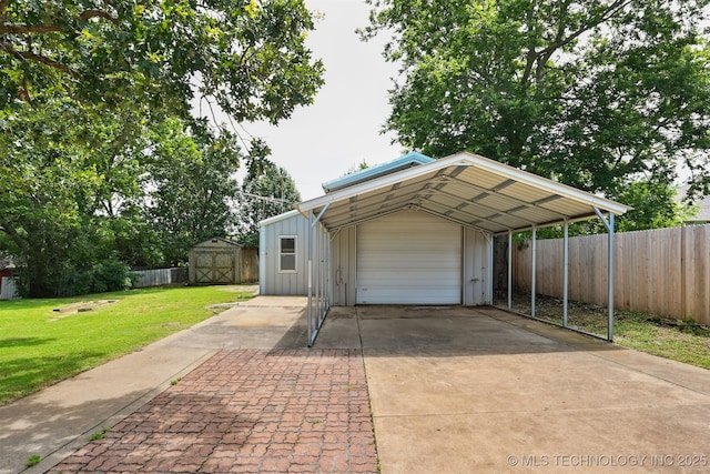 10 E 31st Pl, Sand Springs, OK 74063 - garage with a shed, a garage, and driveway