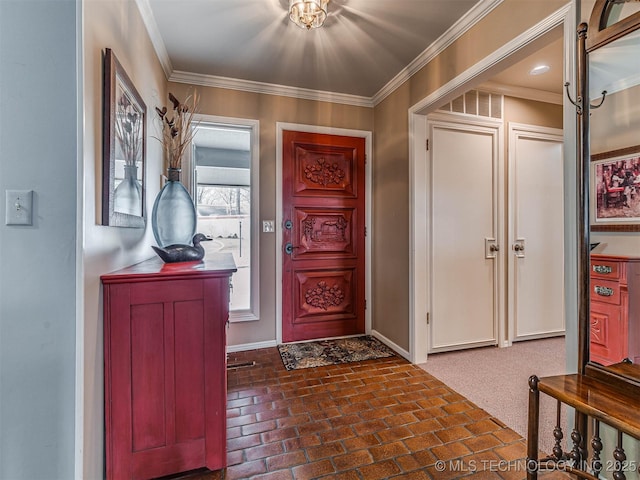 1201 Dogwood Ct, Bartlesville, OK 74006 - entryway with brick flooring and ornamental molding