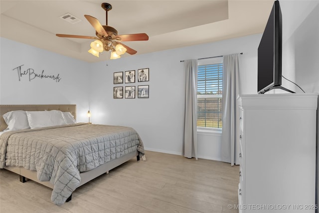 8745 S 261st E Ave, Broken Arrow, OK 74014 - bedroom with light wood-style flooring and ceiling fan