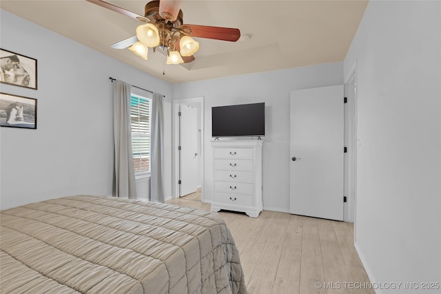 8745 S 261st E Ave, Broken Arrow, OK 74014 - bedroom with light wood-type flooring and ceiling fan