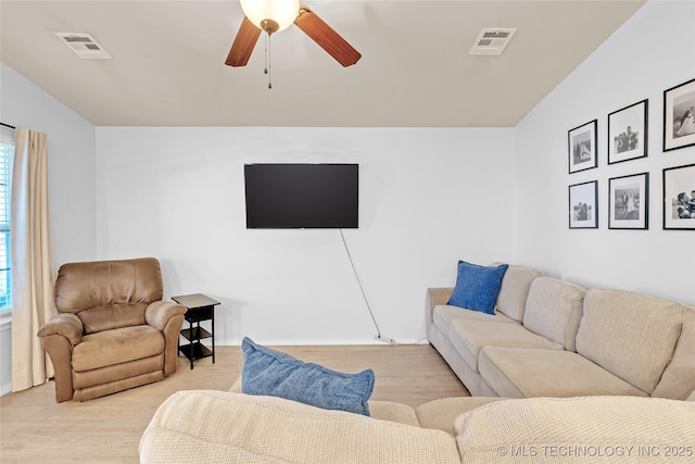 8745 S 261st E Ave, Broken Arrow, OK 74014 - living room featuring light wood-type flooring and ceiling fan