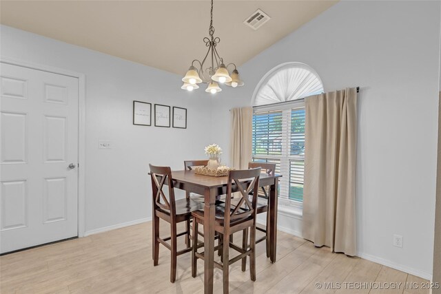 8745 S 261st E Ave, Broken Arrow, OK 74014 - dining area with light wood-style floors, lofted ceiling, and a chandelier