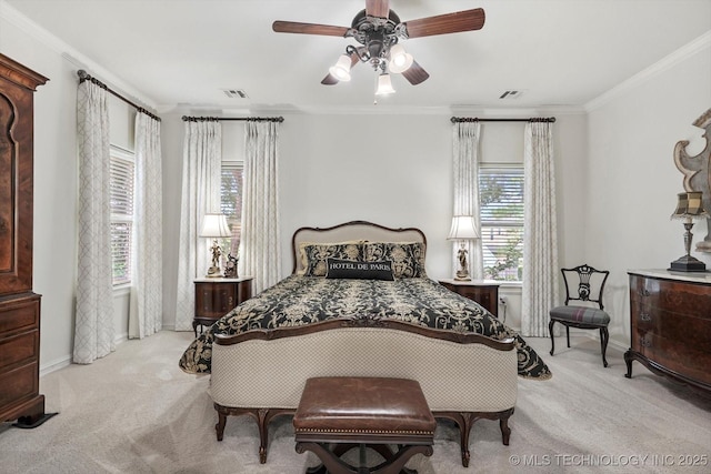 11248 S 75th Ave E, Bixby, OK 74008 - carpeted bedroom with multiple windows, crown molding, and ceiling fan