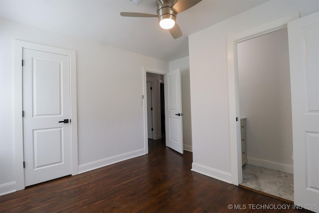209 E Falletti Ave, Claremore, OK 74017 - unfurnished bedroom with wood finished floors and a ceiling fan