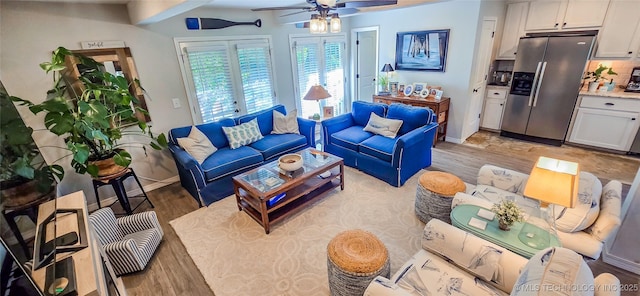 108256 Pike St, Checotah, OK 74426 - living area featuring light wood finished floors and a ceiling fan