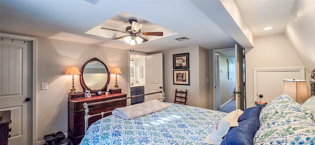 108256 Pike St, Checotah, OK 74426 - bedroom featuring carpet, a ceiling fan, and recessed lighting
