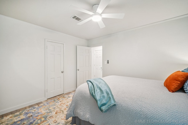 2837 E Admiral Ct, Tulsa, OK 74110 - bedroom featuring a ceiling fan and baseboards