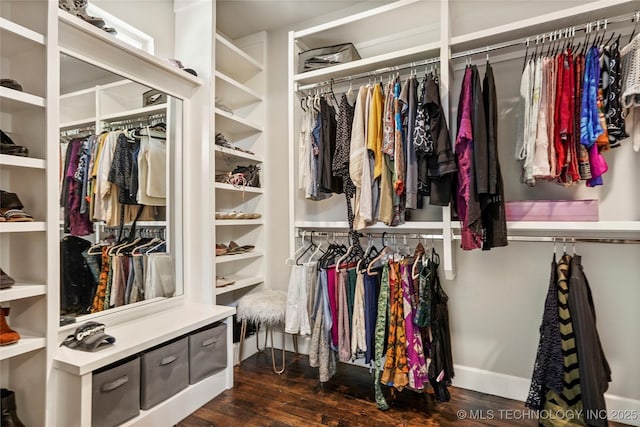 4603 E 118th Pl, Tulsa, OK 74137 - walk in closet featuring dark wood-type flooring