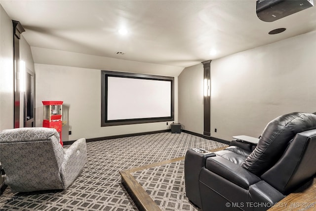 4603 E 118th Pl, Tulsa, OK 74137 - carpeted home theater room with ornate columns and recessed lighting