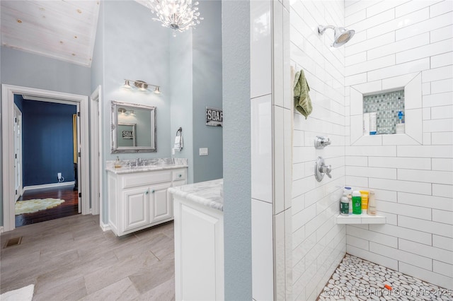 1528 Smysor Dr, Bartlesville, OK 74006 - bathroom with vanity and tiled shower
