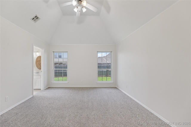 2629 S 13th St, Broken Arrow, OK 74012 - carpeted empty room with a ceiling fan and high vaulted ceiling