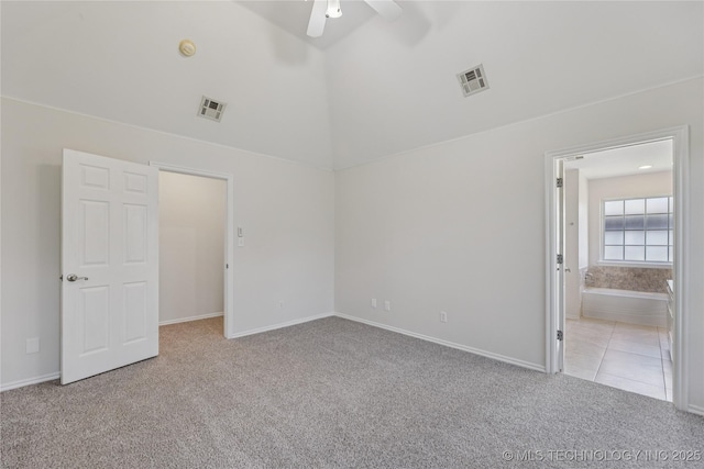 2629 S 13th St, Broken Arrow, OK 74012 - unfurnished room featuring carpet, a ceiling fan, and high vaulted ceiling