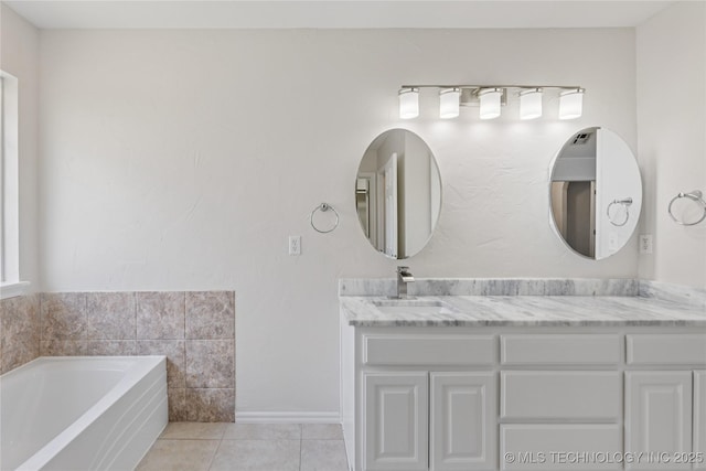 2629 S 13th St, Broken Arrow, OK 74012 - full bathroom with tile patterned flooring, double vanity, and a bath