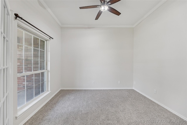 2629 S 13th St, Broken Arrow, OK 74012 - carpeted empty room featuring crown molding and a ceiling fan