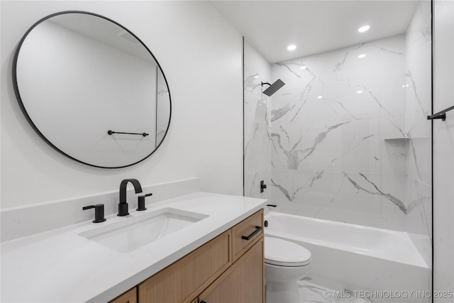 1400 W Jackson St, Broken Arrow, OK 74012 - full bath with vanity, bathtub / shower combination, and recessed lighting