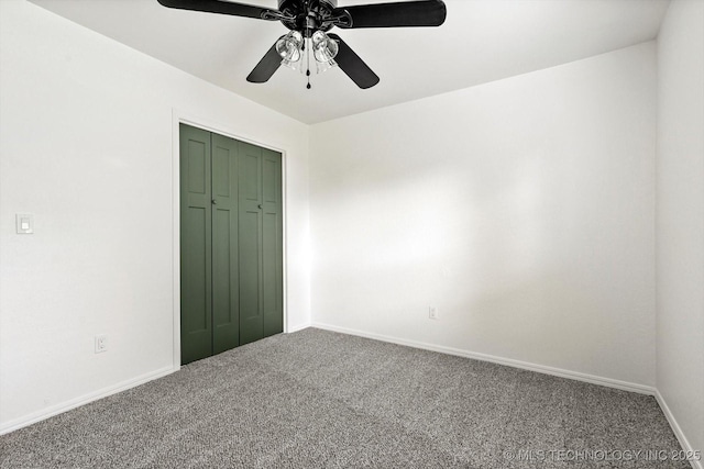 1847 W 57th Pl, Tulsa, OK 74107 - unfurnished bedroom with carpet floors, a closet, and a ceiling fan