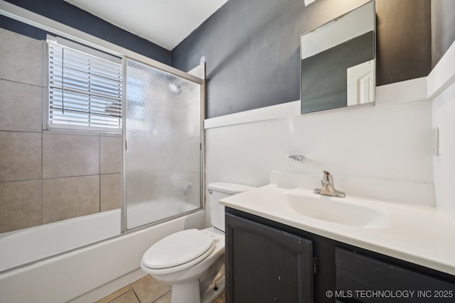 126 Birch Dr, Mannford, OK 74044 - full bathroom with vanity, enclosed tub / shower combo, and tile patterned floors