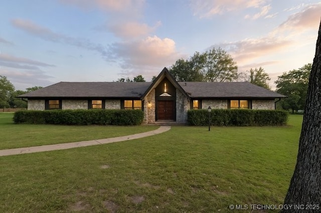 12725 S 168th E Ave, Broken Arrow, OK 74011 - view of front of home with a front lawn and stone siding