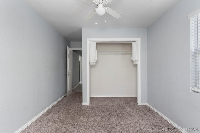 6711 E 10th St, Tulsa, OK 74112 - unfurnished bedroom featuring carpet flooring, a closet, and ceiling fan