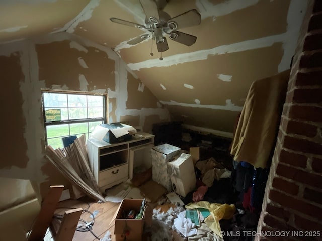1225 S Quaker Ave, Tulsa, OK 74120 - misc room with lofted ceiling and ceiling fan