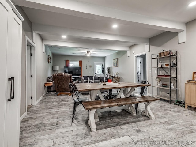 310 W Lee Ave, Sapulpa, OK 74066 - dining room featuring light wood-style floors, recessed lighting, and ceiling fan