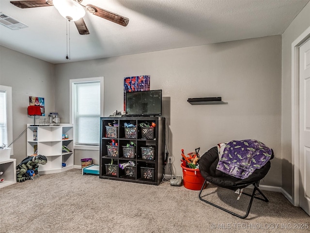 310 W Lee Ave, Sapulpa, OK 74066 - rec room featuring carpet floors and ceiling fan