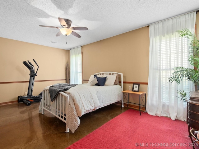 6429 Clear Creek Loop, Bartlesville, OK 74006 - bedroom featuring a ceiling fan and a textured ceiling