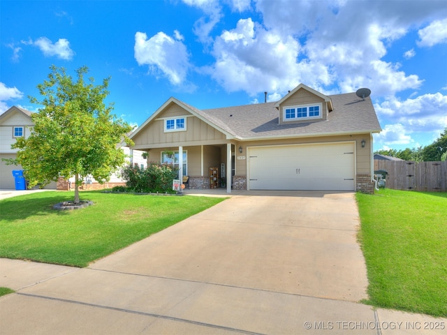 3409 E Quebec St, Broken Arrow, OK 74014 - craftsman house with concrete driveway, covered porch, a shingled roof, a garage, and board and batten siding