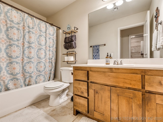 3409 E Quebec St, Broken Arrow, OK 74014 - full bathroom with vanity, tile patterned floors, and shower / bath combo