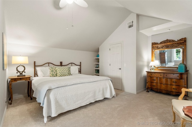 6530 E 106th St, Tulsa, OK 74133 - bedroom with light colored carpet, lofted ceiling, and a ceiling fan