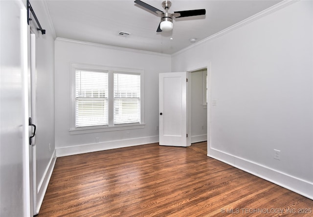 2020 E 14th St, Tulsa, OK 74104 - empty room with ornamental molding, ceiling fan, and wood finished floors