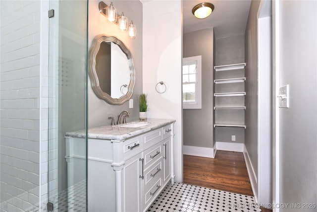2020 E 14th St, Tulsa, OK 74104 - bathroom with vanity and tiled shower