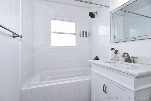 2020 E 14th St, Tulsa, OK 74104 - full bathroom with vanity and tiled shower / bath combo