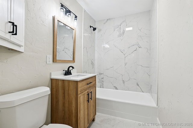 202 W Burnham Ave, Sapulpa, OK 74066 - bathroom featuring vanity, shower / washtub combination, and marble look tiles