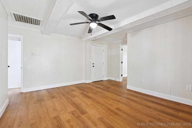202 W Burnham Ave, Sapulpa, OK 74066 - spare room with beamed ceiling, light wood finished floors, and a ceiling fan