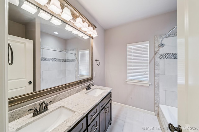 6107 E 127th St N, Collinsville, OK 74021 - full bathroom with tile patterned floors and double vanity