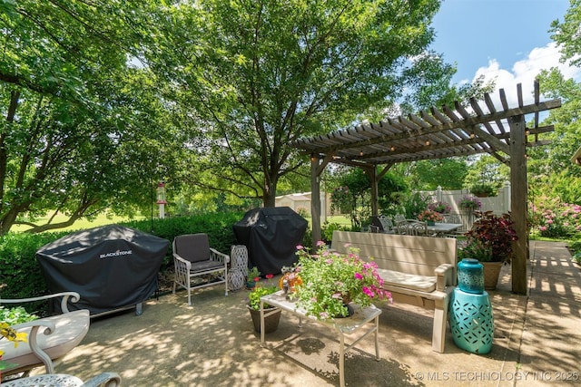 1605 N Skinner Ave, Drumright, OK 74030 - view of patio / terrace with a grill and a pergola