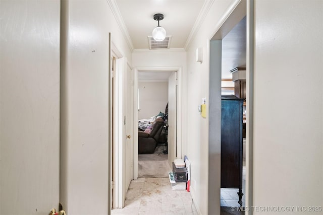 5105 E 30th Pl, Tulsa, OK 74114 - corridor with crown molding and light marble finish flooring
