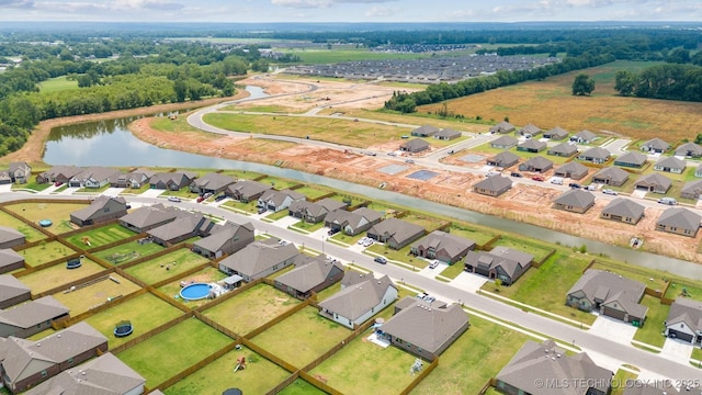 7117 E 154th Pl S, Bixby, OK 74008 - aerial overview of property's location with nearby suburban area and a nearby body of water