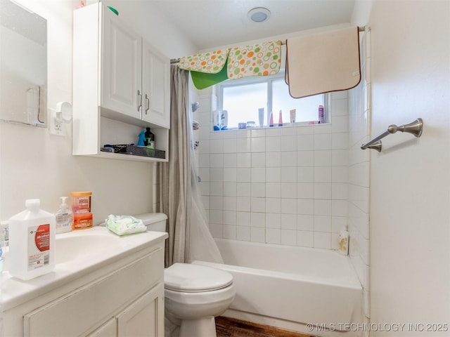 6330 Norman Ave, Oklahoma City, OK 73122 - bathroom featuring vanity and shower / bath combination with curtain