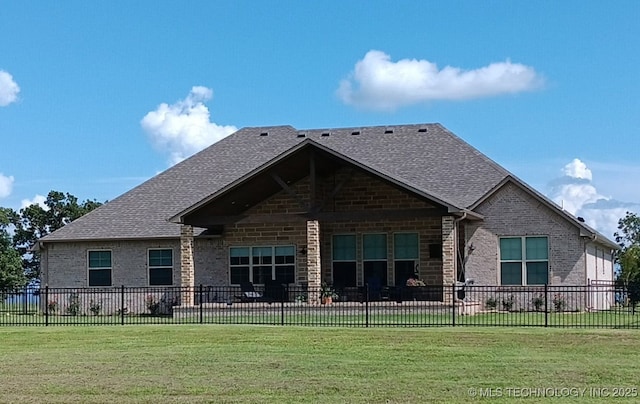 23708 Wolf Crest Way, Wister, OK 74966 - back of house with brick siding and roof with shingles