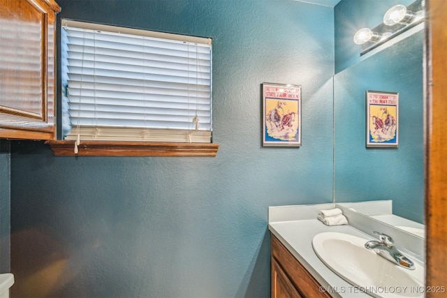 4704 W 88th St, Tulsa, OK 74132 - bathroom with vanity and a textured wall