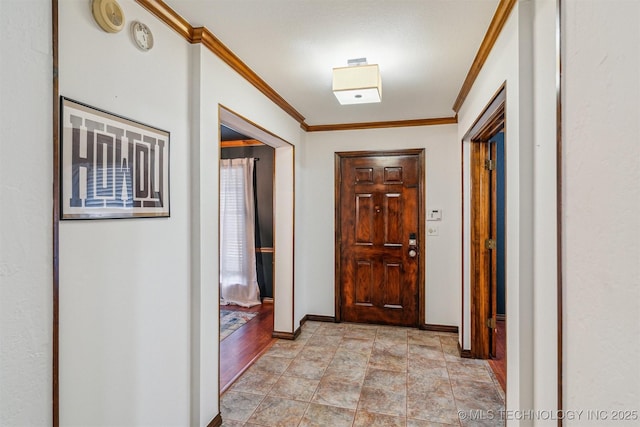 4704 W 88th St, Tulsa, OK 74132 - corridor with crown molding and light stone finish floors