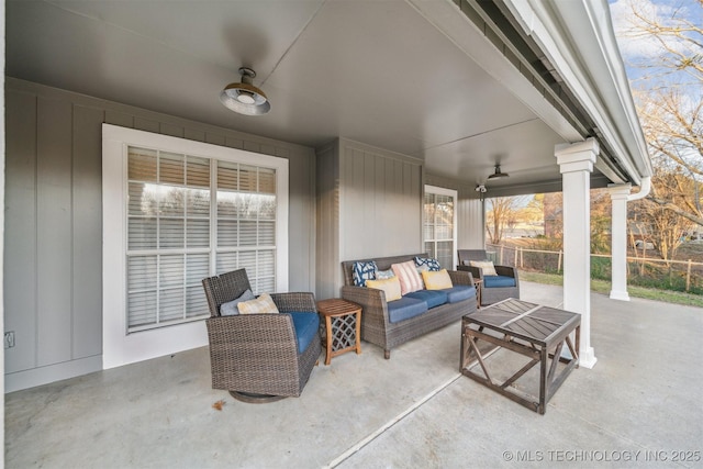 4704 W 88th St, Tulsa, OK 74132 - view of patio with ceiling fan and outdoor lounge area