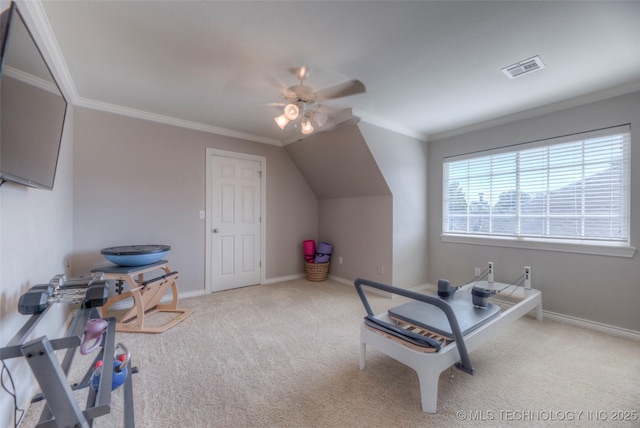 8414 E 99th Pl, Tulsa, OK 74133 - carpeted bedroom with crown molding and a ceiling fan