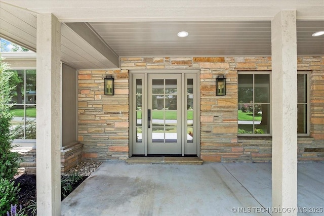4155 S Birmingham Pl, Tulsa, OK 74105 - property entrance with stone siding
