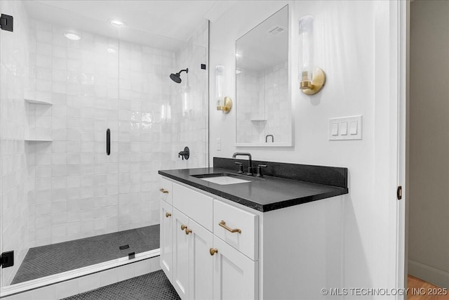 4155 S Birmingham Pl, Tulsa, OK 74105 - bathroom with vanity and a stall shower