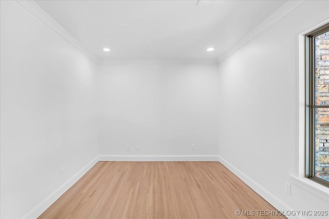 4155 S Birmingham Pl, Tulsa, OK 74105 - spare room with light wood-style floors, crown molding, and recessed lighting