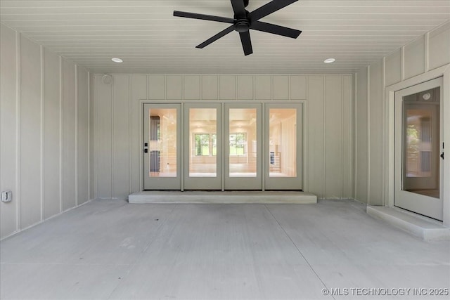 4155 S Birmingham Pl, Tulsa, OK 74105 - doorway to property with ceiling fan, a patio area, and french doors